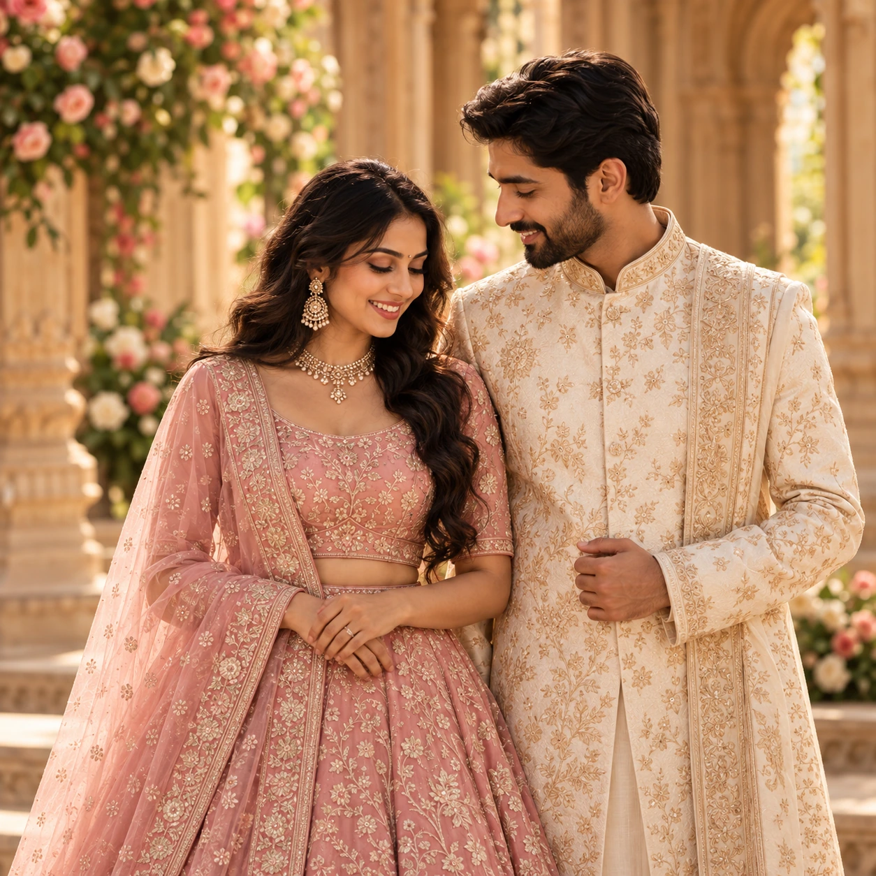 Reception category — couple in evening reception occasionwear