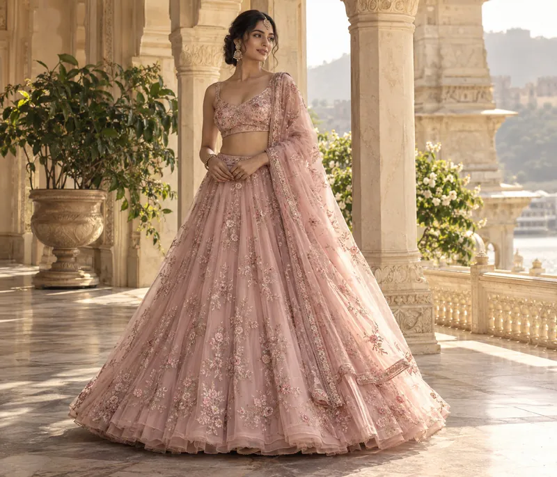 Blush Petal Ensemble lehenga in soft pink