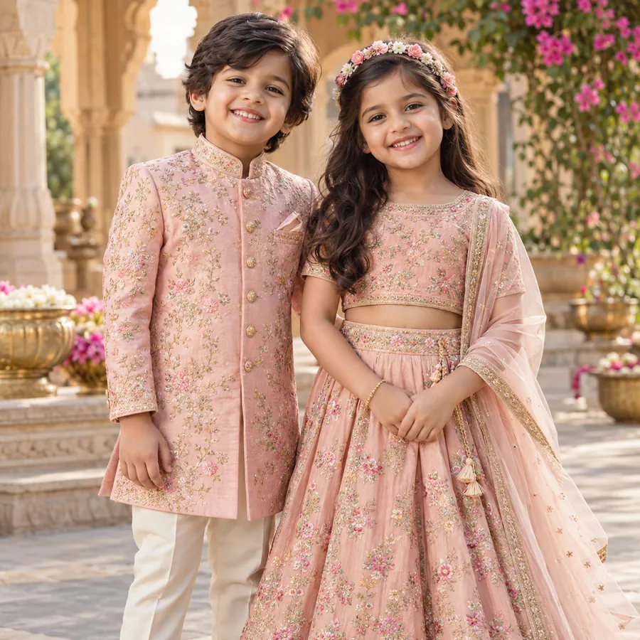 Matching Sibling Set in blush and peach